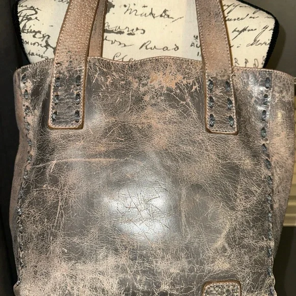 Bed Stu Stevie Distressed Brown Leather Tote Bag EUC - Picture 4 of 9